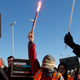 Striking workers at a previous protest at Amazon’s flagship Madrid warehouse in March 2018.